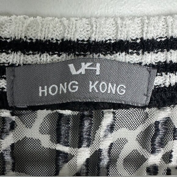 90s Y2K Black White VNeck Elastic Top Semi-sheer Sequin Animal Print Whimsy Goth - Picture 2 of 10